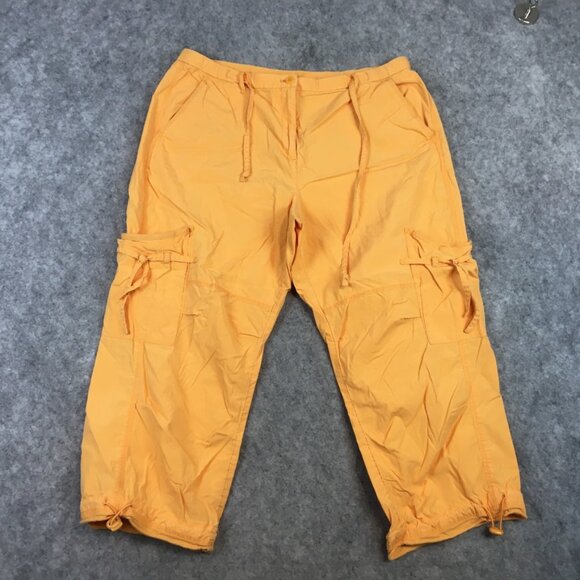 J Jill Pants MP 8P 10P Cargo Relaxed Cropped Capri Solid Yellow Oversized Tie - Picture 1 of 13